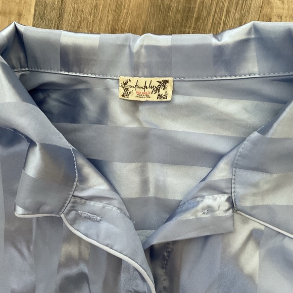 Free People Pajama Party Womens XL Blue Set Top Bottom Crop NWOT - Picture 4 of 8